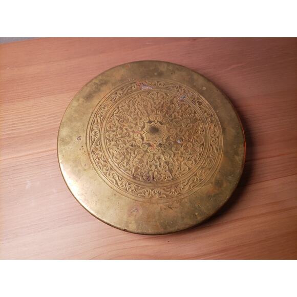 Antique Moroccan Brass & Glass Ashtray Base Engraved - Picture 4 of 4